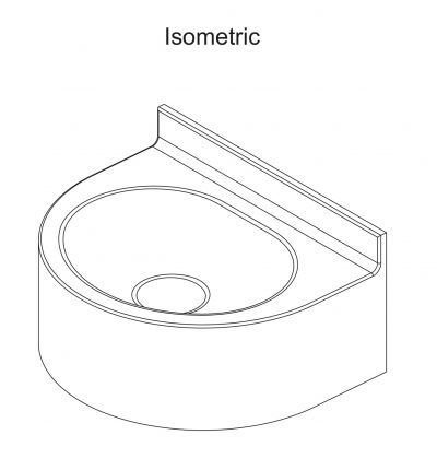 surface mounted drinking fountain isometric